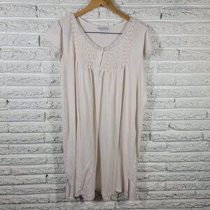 Miss Elaine Womens Robe 1X Cap Sleeve White Embroider Cinched WHI10E